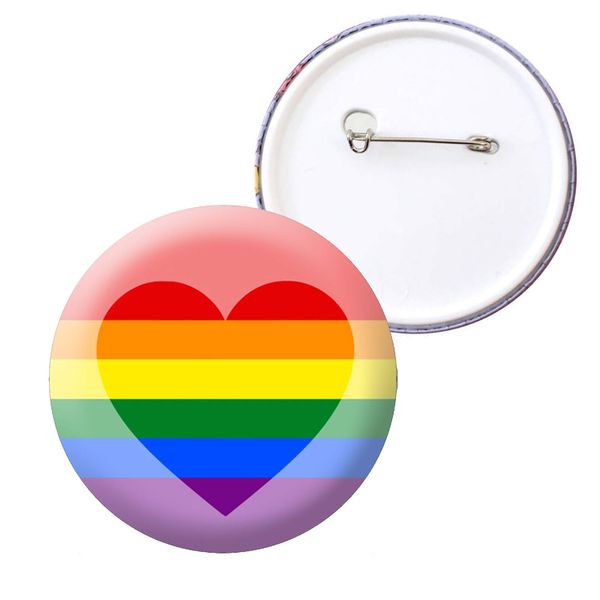 LGBTQ+ Pride 38mm Button/Pin badge (Pride Heart, 38mm)