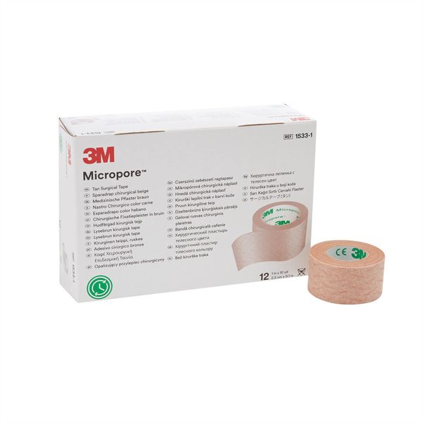 3M Surgical Tape Micro Pose Skin Tone 1533 1 Series 25.0 mm x 9.1m 12 Rolls