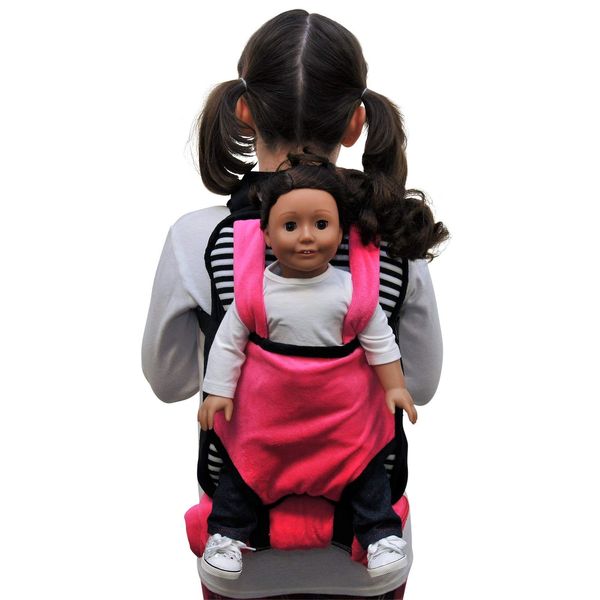 THE QUEEN'S TREASURES Pink, White and Black Doll Carrier Backpack and Doll Sleeping Bag, Compatible with 18" American Girl & 15 in Bitty Babies. Doll NOT Included