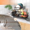 Dish Drying Rack with Drainboard Metal 2-Tier Utensils Holder Large Capacity