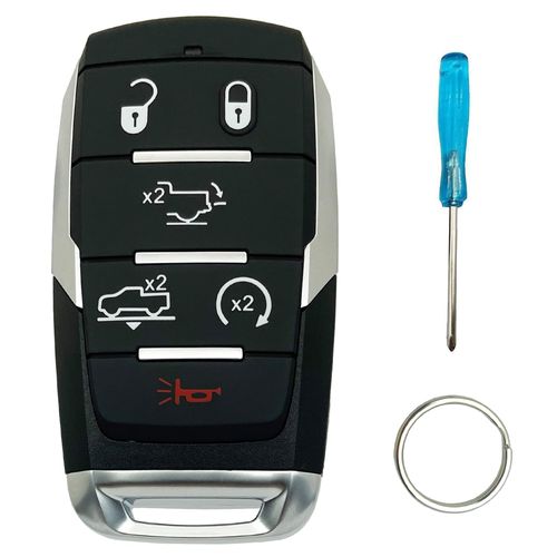 Smart Key Fob Cover Case Shell Fit for Dodge RAM 1500 Pickup 2019-2024 Keyless Entry Remote Casing OHT-4882056 (6 Buttons)