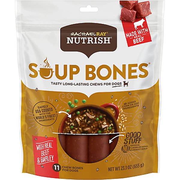 Nutrish Rachael Ray  Soup Bones Dog Treats, Beef & Barley Flavor, 11 Bones