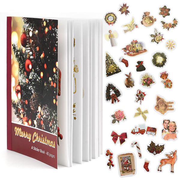 40 Seite Weihnachtsaufkleber zum Dekorieren Aufkleber Buch Kinder für Scrapbooking Weihnachten Thema Selbstklebende DIY Aufkleber für Karte Machen Weihnachtsaufkleber zum Dekorieren für Geschenk