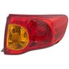 Tail Light Fits 2009-10 Toyota Corolla Passenger Side Outer Halogen with bulb(s)
