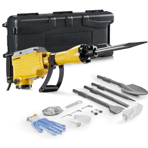 Demolition Jack Hammer Concrete Breaker 2200W Electric Hammer 4 Chisel Bit