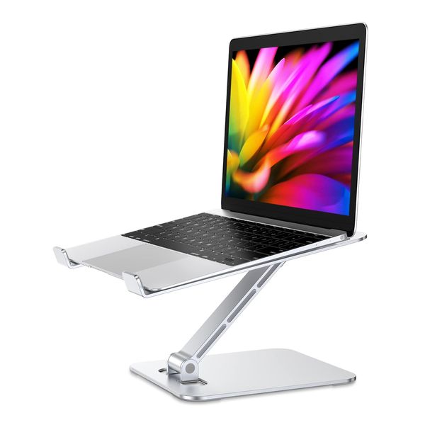 Babacom Laptop Stand Lap Desk, Ergonomic Foldable Computer Stand with Adjustable Height, Ventilated Aluminium Alloy Riser Compatible with MacBook Air, Pro, All 10-16" Laptops (Silver)