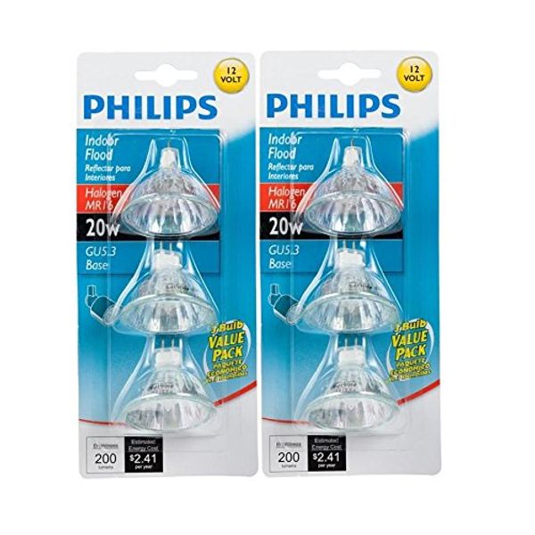 Philips 415687 Indoor Flood 20-Watt MR16 12-Volt Light Bulbs 3Pk x2