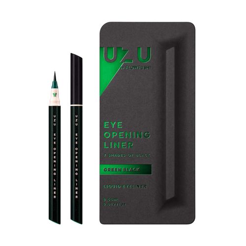 UZU BY FLOWFUSHI Seven Shades of Black [Green Black] Liquid Eyeliner Off Hot Water Hypoallergenic