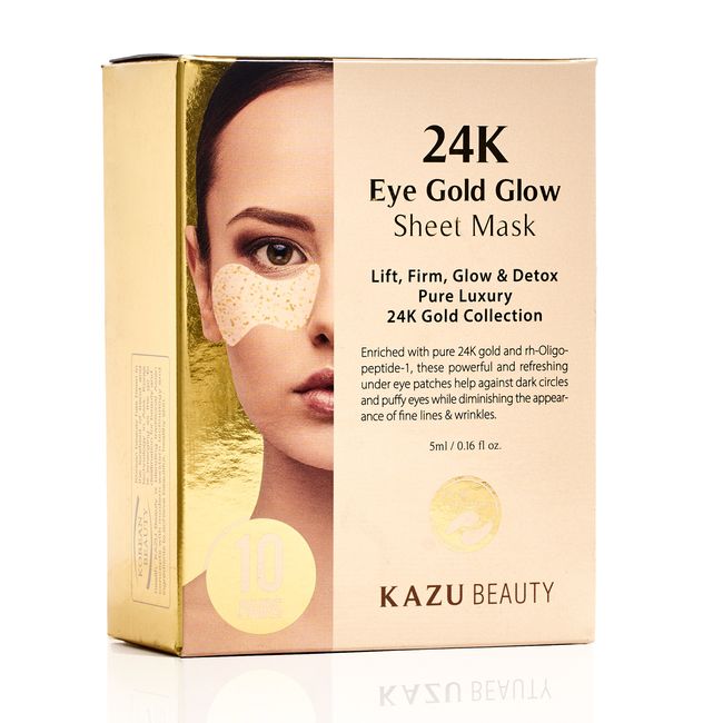 Kazu Beauty Eye 24k Gold Glow Sheet Mask 10 pairs - New in Box Free Shipping