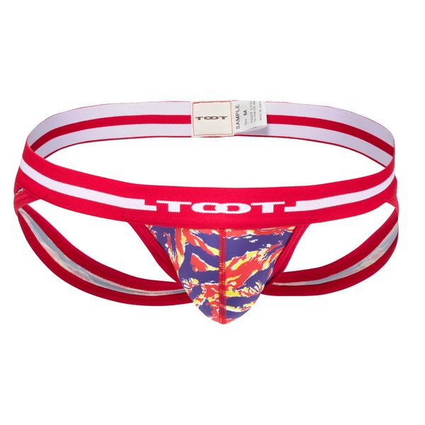 Toot YB25L400 Men's Underwear Tiger Scratches Jock Strap, red