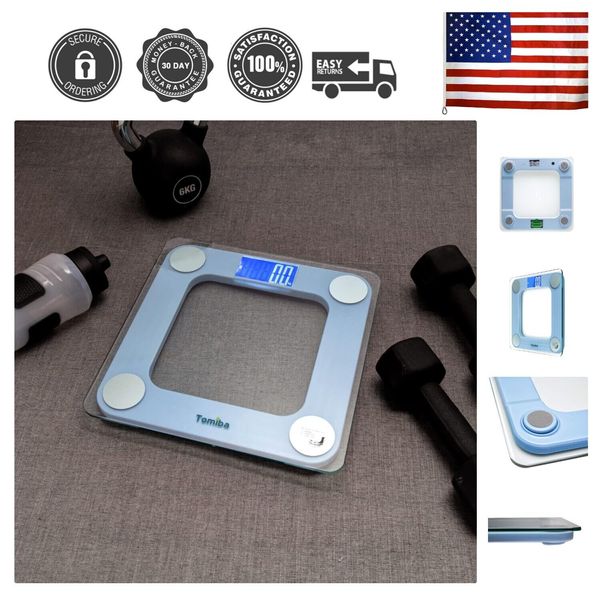 Durable Tempered Glass Body Weight Scale - 550 lbs with Auto-On Technology