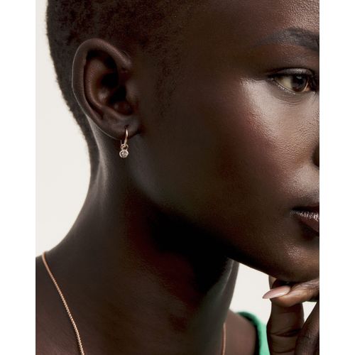 Ted Baker Sinalaa Crystal Huggie Hoop Earrings For Women (Rose Gold/Crystal)