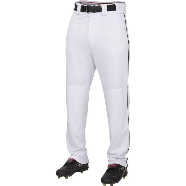 Rawlings PRO 150 Series Game/Practice Baseball Pant | Youth Large | Piped - White/Black | Relaxed Fit