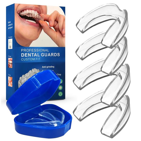 4pcs Mouth Guard for Teeth Grinding, Anti Grinding Mouth Guard for Sleeping at Night, Reusable Sleep Mouth Guard, Teeth Grinding Guard for Adults