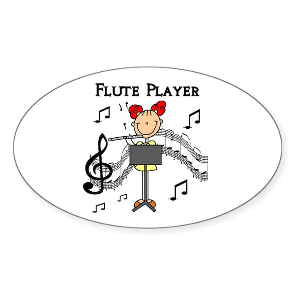 CafePress Flute Player Oval Sticker Oval Car Bumper Sticker