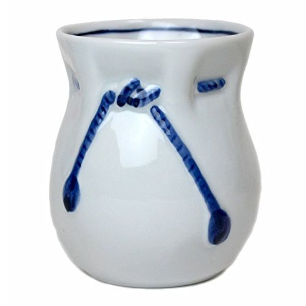 Celadon Drawstring Navy Blue Cupcake Lace Tea Bowls (Small) [美濃 Burn]