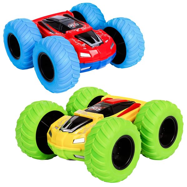 m zimoon Pull Back Car, Inertia Monster Truck Toy Cars Double-Sided Friction Powered Vehicles Push and Go Vehicle Min Car Rubber Wheels Cars Toys Birthday Gifts for 3-7 Years Old Kids Boys Girls