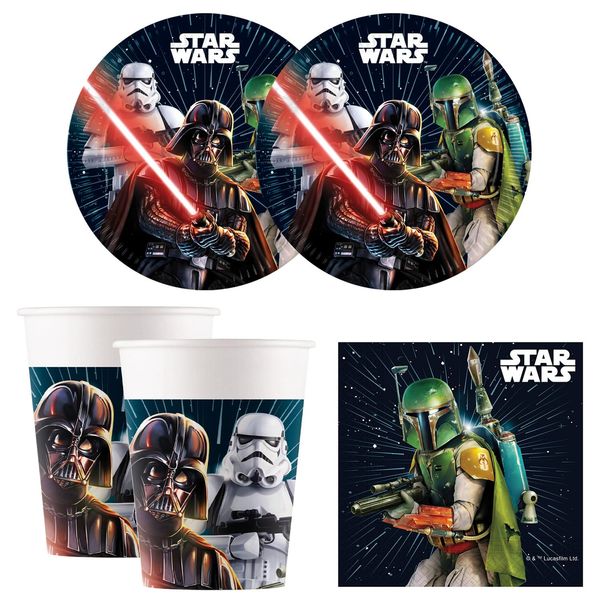 Procos 10215306DY - Party Set Star Wars Galaxy, 52-teiliges Einweggeschirr für Kindergeburtstag und Mottoparty, Tischdeko, unbekannt