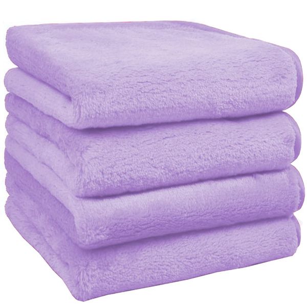 Microfibre Makeup Remover Cloths Microfibre Face Cloths Facial Cleansing Towels- Removes Makeup Instantly with Just Water 4 PACK Purple