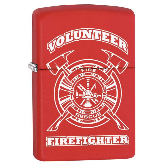 Zippo Lighter: Volunteer Firefighter - Red Matte 80532