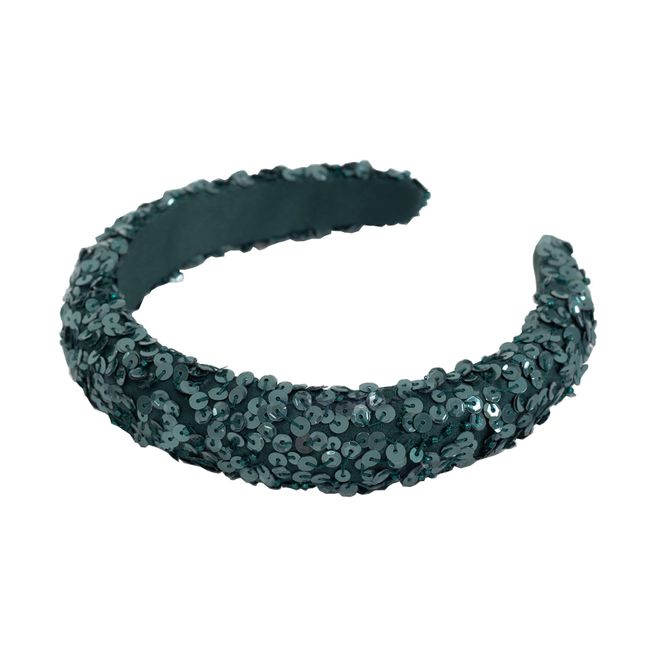 Maya Deluxe Women's Embellished Headband for Ladies Adults Sequin Alice Band Bridal Hair Accessories Bridesmaid Evening Formal, Emerald, One Size