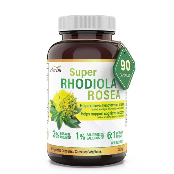 Rhodiola Rosea Supplement 200mg - 90 Vegetable Capsules | Made in Canada – 3% Ro