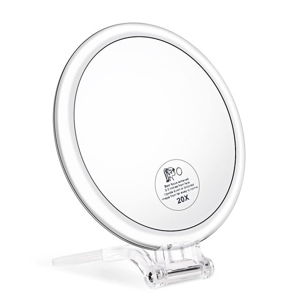 Magnifying Handheld Mirror Double Sided 1X 20X Magnification Hand Mirror ...