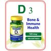 D3, Vitamin D3 Softgels, 5000 IU, 100 Count, Spring Valley 125 mg