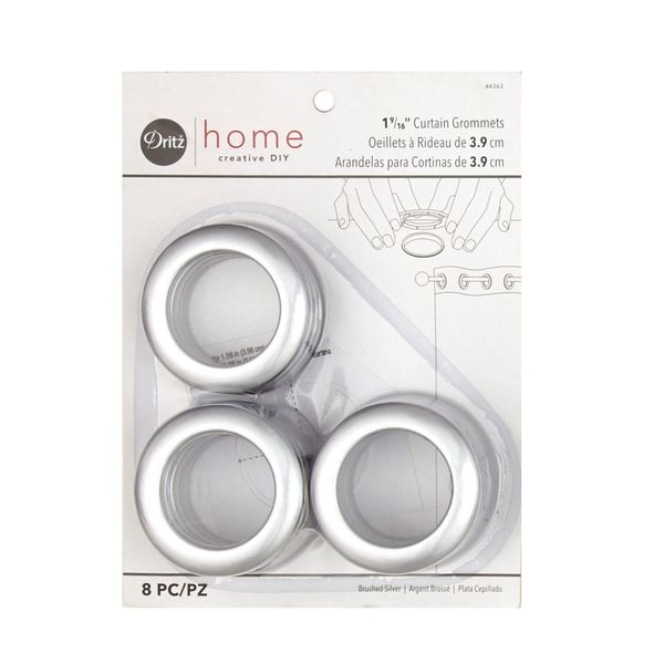 Dritz Curtain Grommets 8 Pack Brushed Silver 1 - 9/16''