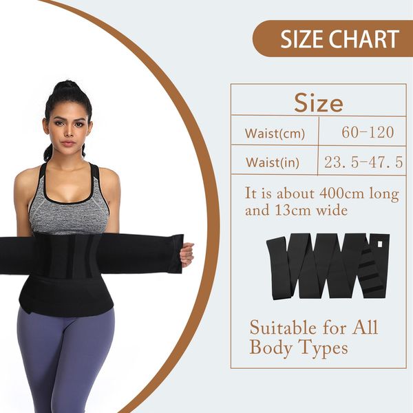 GoPaw Waist Trainer for Women Sauna Belt Tummy Wrap Women Waist Trainer Belt Waist Shaper Trimmer Corset Sauna Sweat Belt Lumbar Waist Support Belt for Slimming, Fitness Workout (Black-400cm)