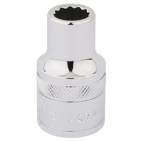Draper 33599 1/2-Inch Square Drive Polished Chrome Imperial Socket, 3/8-Inch Size