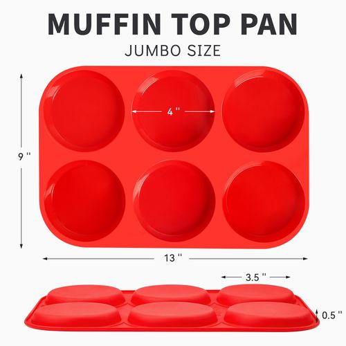 Puyeipt 4 Inch Silicone Egg Molds for Breakfast Sandwiches, 2 Pack Jumbo Size Muffin Top Pans, Non-Stick Round Baking Molds for Egg Bites, Hamburger Buns, English Muffins, Whoopie Pies