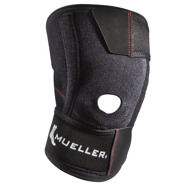 Mueller Wraparound Knee Stabilizer Open Patella, One Size, Black