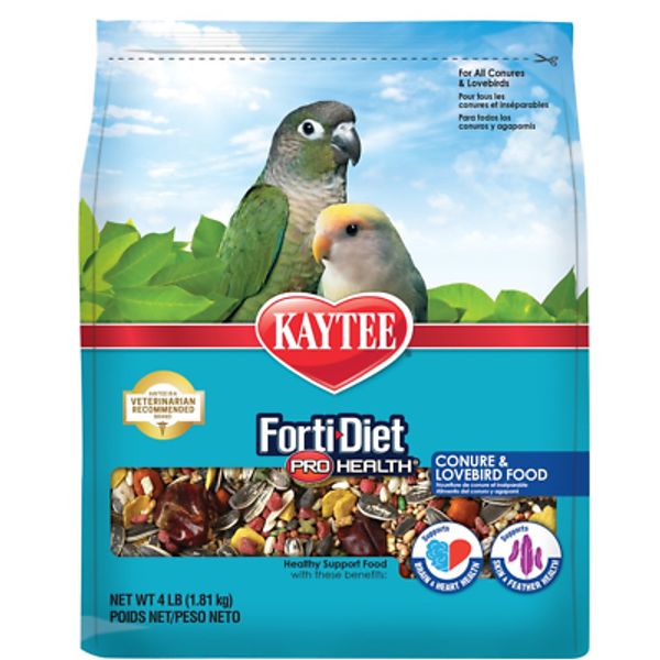 Kaytee Forti-Diet Pro Health Conure and Lovebird Pet Bird Food, 4 Lb