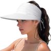 DRESHOW Women's Visor Hat Wide Brim Adjustable Foldable Ponytail Beach Hat Summer UPF 50+