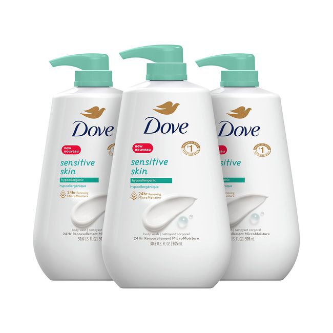 Dove Sensitive Skin Beauty Bar, Unscented, 3 Count, Pack of 1