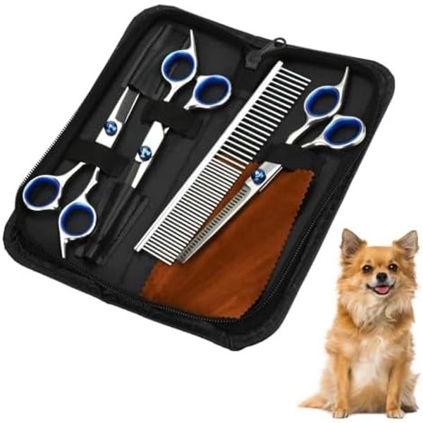 COTEN Pet Trimming Set with Case, Comb Shears, Curve Scissors, Comb, Beginners, Easy to Grip, Sharp Sharp