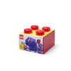 LEGO Storage Brick 4 Knobs Translucent Red - Stackable Plastic Storage Box with Lid for Kids and Adults Desk Organizer and Toy Box