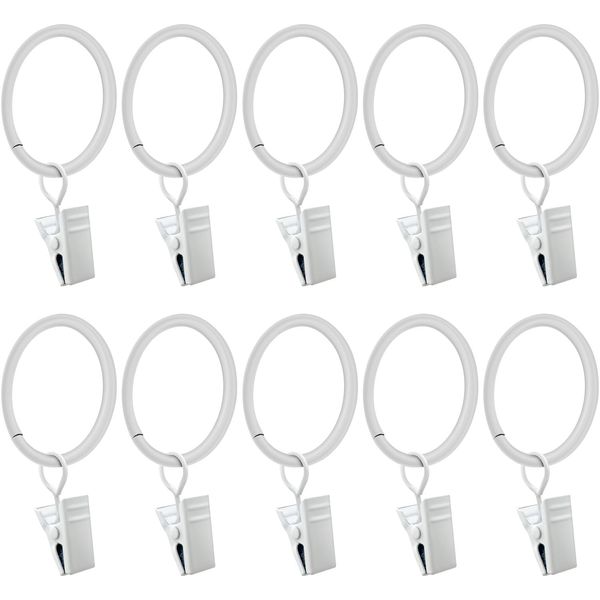 LimoStudio [Set of 10] White Metal Ring Clips for Studio Backdrop Background, Compatible with Backdrop Stands, Background Support Stand, Curtain Ring, Drapery Ring Clip, AGG3358