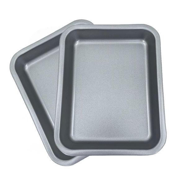 2X 23cm Superior Double Coated Non Stick Single Portion Oven Tray Roasting Pans Made in England