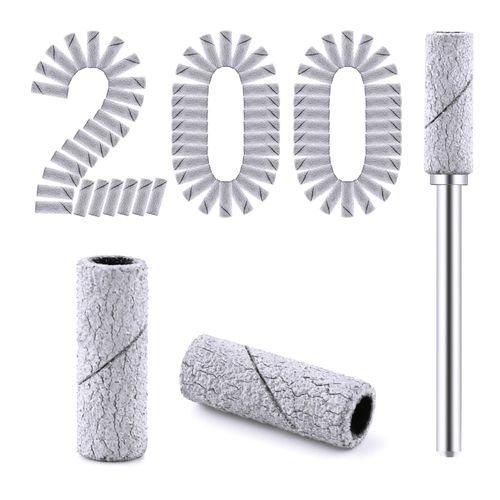 Cellentool 200 Pcs Nail Drill Bits Small Sanding Bands with 3.1mm Mandrel Bit, Mini Sanding Bands Nail File for Acrylic Nails Gel Manicures and Pedicure (Zebra, 180 Grit)