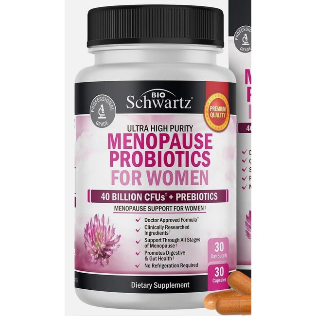 Bioschwartz Support Probiotics for Women, Menopause Relief for Hot Flashes 30 Ct