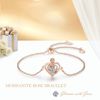 LAVUMO Bracelet 925 Silver Heart Rose Moissanite Diamonds Bracelets Women's Brilliant Hypoallergenic Jewellery Gift for Her Women Girlfriend Mum Christmas Valentine's Day Birthday Adjustable Bracelet