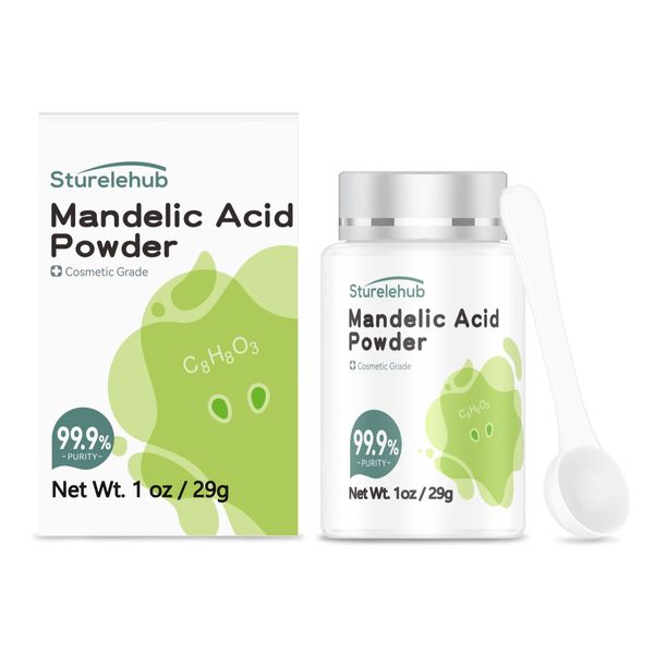 1oz Mandelic Acid Powder 99.9% Purity, Natural, Cosmetic Grade, DIY Mandelic Acid Serum, Peel/Mask, Make Your Own Mandelic Acid Cream, Moisturizer, Deodorant