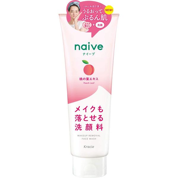 Naive Makeup Remover Face Wash (Contains Peach Leaf Extract), 7.1 oz (200 g) x 4 Packs