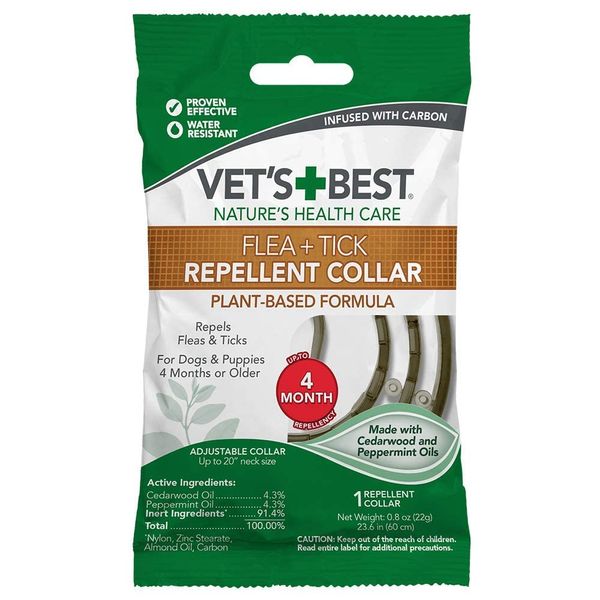 Vet's Best Flea and Tick Repellent Collar for Dogs - Flea and Tick Prevention for Dogs - Plant-Based Ingredients - Small to Large Dog Flea Collar - Up to 20” Neck Size