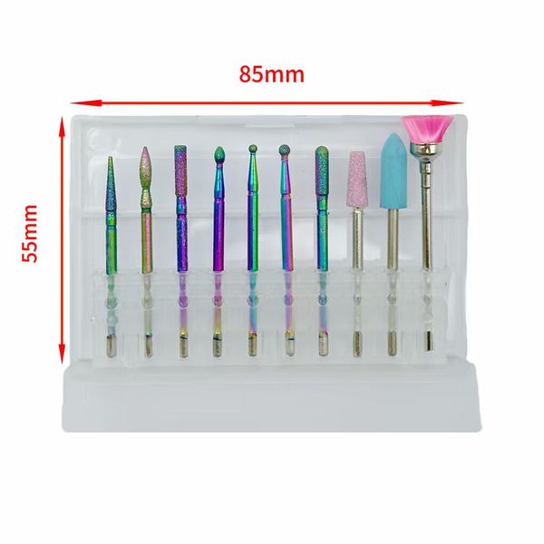 10pcs Nail Art Grinding Drill Bits Electric Manicure Machine Diamond Bullet Bit
