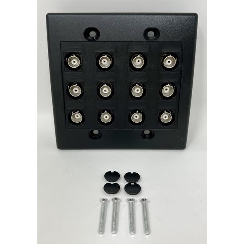 RiteAV 12 Port BNC Female/Female HD-SDI Jack Wall Plate - Black