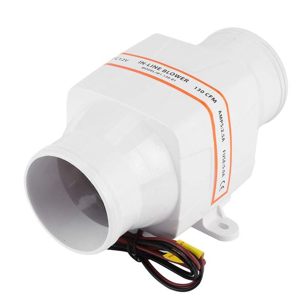 3in In Line Air Blower Marine, Marine Bilge Air Blower, 130CFM 12V Electric in Line Bilge Air Blower DC Electric Fan, In-Line Marine Blower(White)