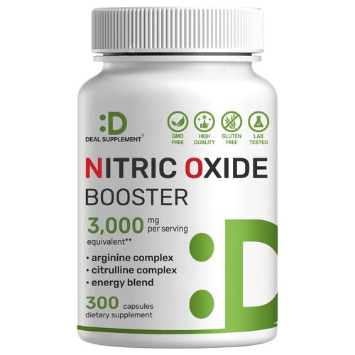 Nitric Oxide Booster 3,000mg Per Serving, 300 Capsules – 12 in 1 Nitric Oxide Supplement – Arginine & Citrulline Complex with Energy Blend – Marshmallow Root – Promotes Nutrient Flow to Muscles &Heart
